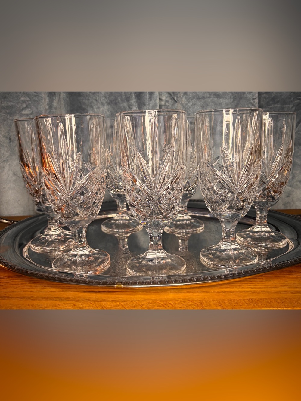 7 Shannon Lead Crystal Footed Iced Tea Water Goblets 16 oz Godinger Dublin